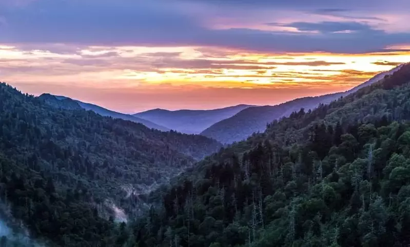 sunrise over the smoky mountains