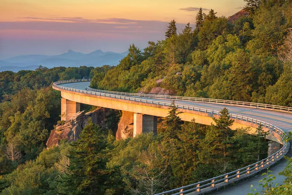 blue ridge parkway during sunrise