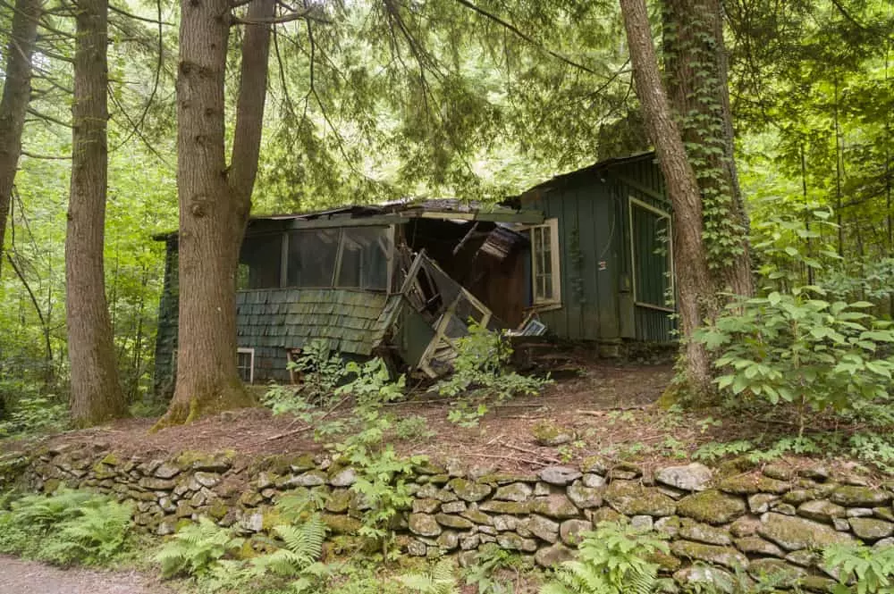 decaying cottage home in elkmont ghost town
