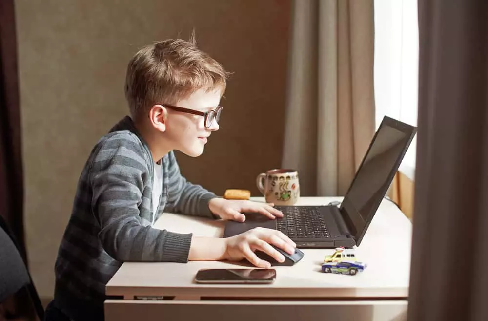 A child enjoys completing some of the online Junior Ranger activities.
