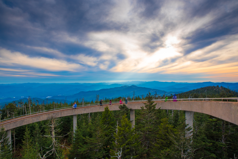 view from Clingmans Dome at sunrise
