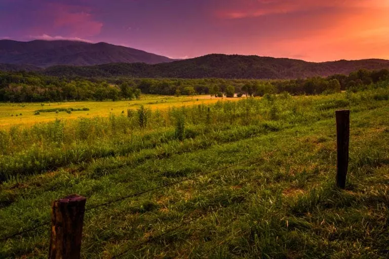 sunset in the smoky mountains