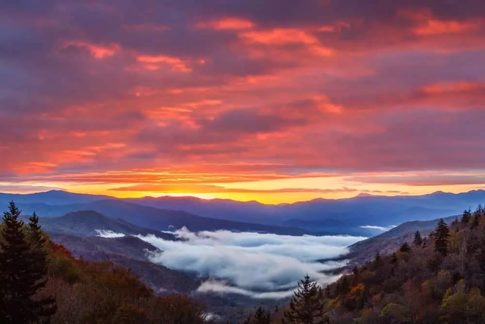 Smoky Mountains at sunset