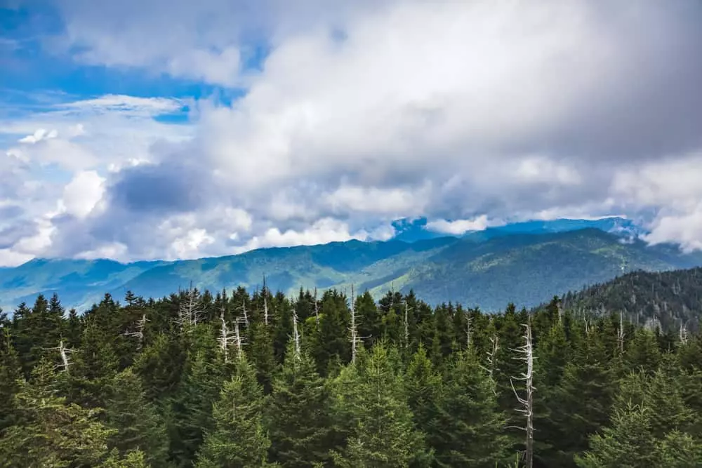 view from Clingmans Dome in the Smoky Mountains